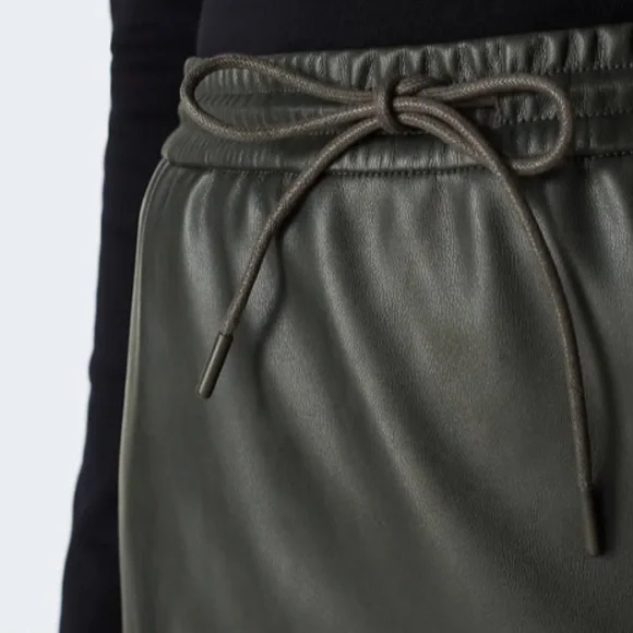 J. Jill Olive Green Faux Leather Drawstring Skirt - Picture 2 of 3